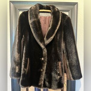 Women's Vintage Dark Brown Faux Fur Teddy Jacket - Classic Plush Coat